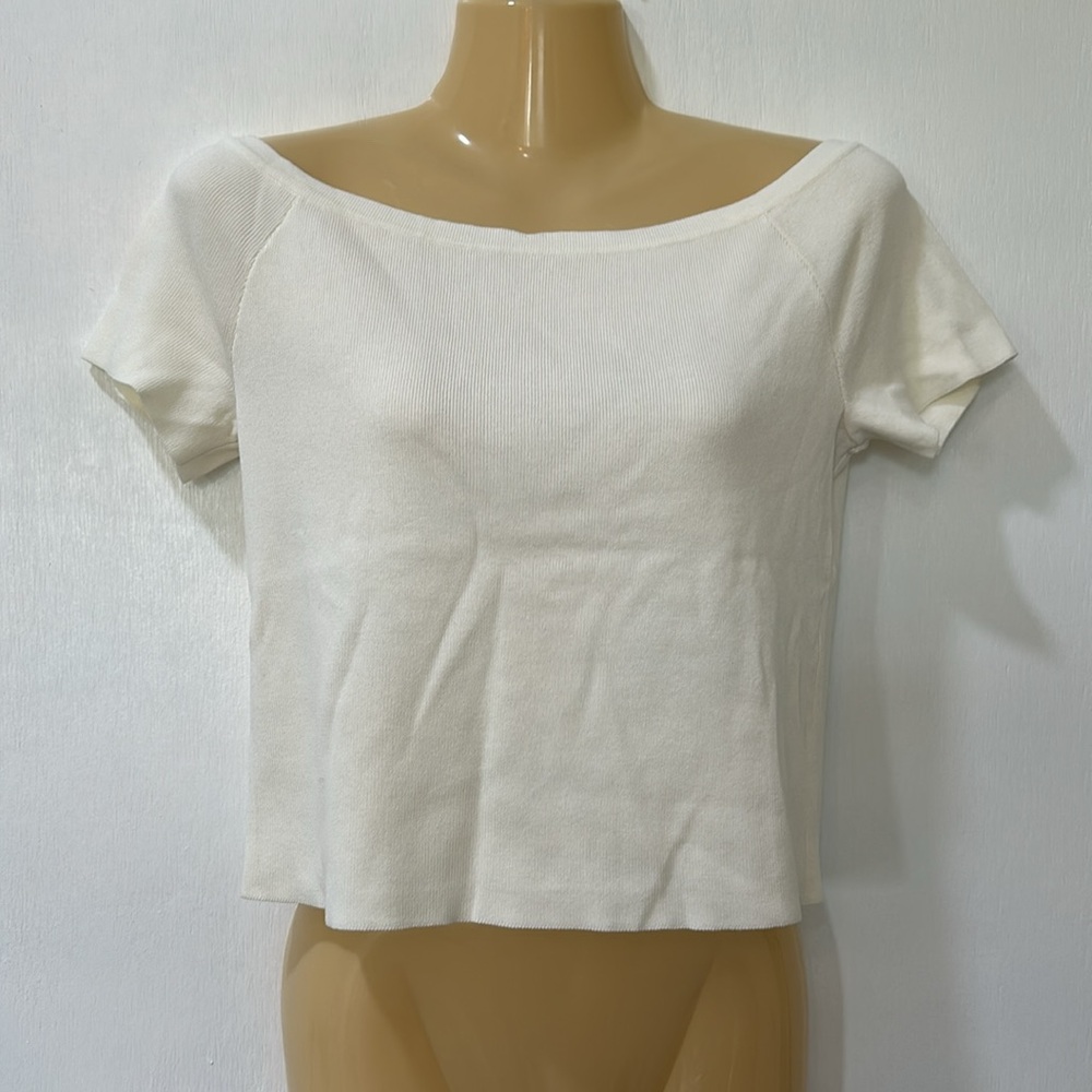 FREE ASSEMBLY WOMENS OFF SHOULDER SWEATER TOP SWOW WHITE  NEW Sz LARGE